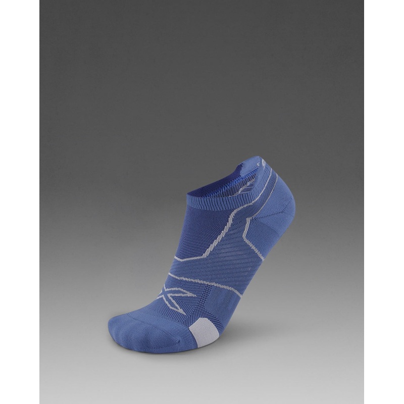 2XU Vectr Cushion No Show Socks – Blue Steel/Grey Medium