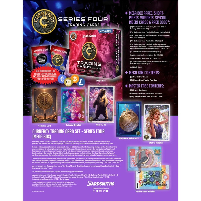1 Case of 48 2025 Cardsmiths Series 4 Edition Currency Series Trading Cards Mega Box