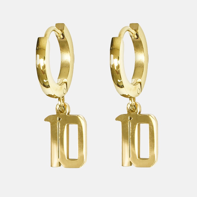 10 Number Earring – Gold Plated Stainless Steel Gold