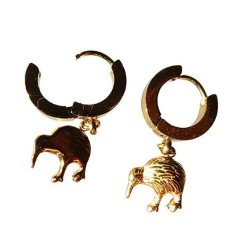 Kiwi Huggie 18k Gold Earrings