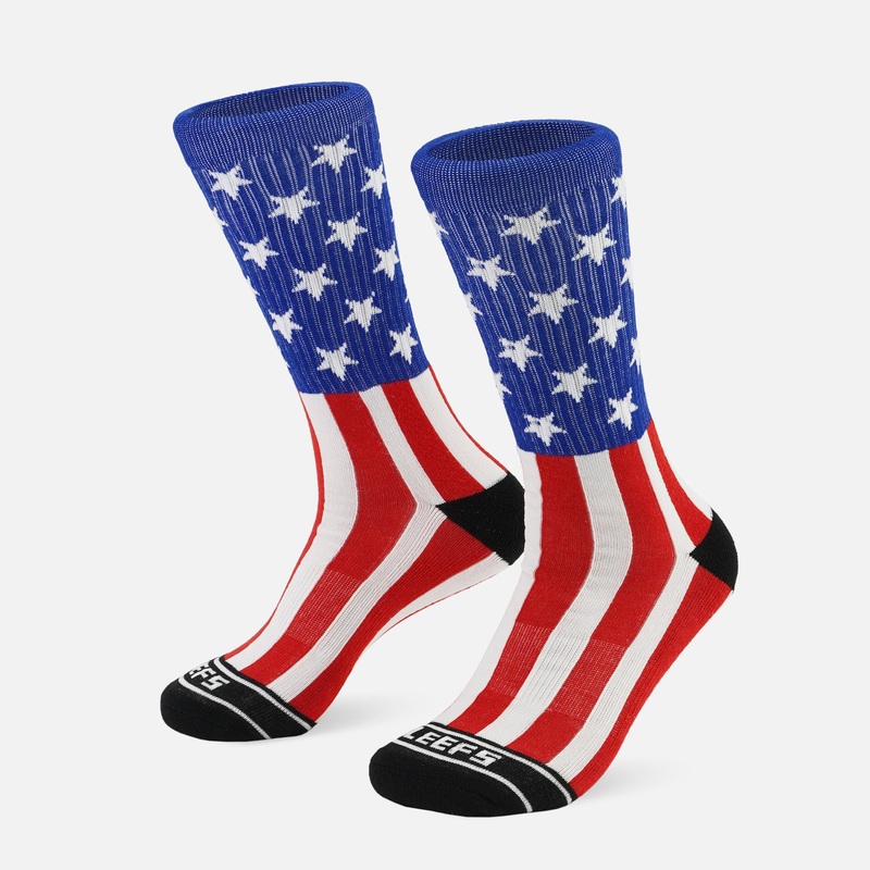 USA America Flag Crew Socks 9-12 Red/White/Blue