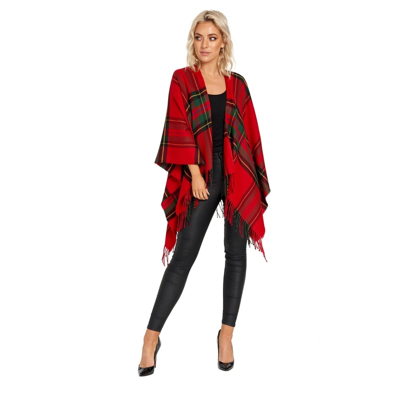 Women’s Plaid Fringed Shawl Red Plaid – Jimmy Hourihan