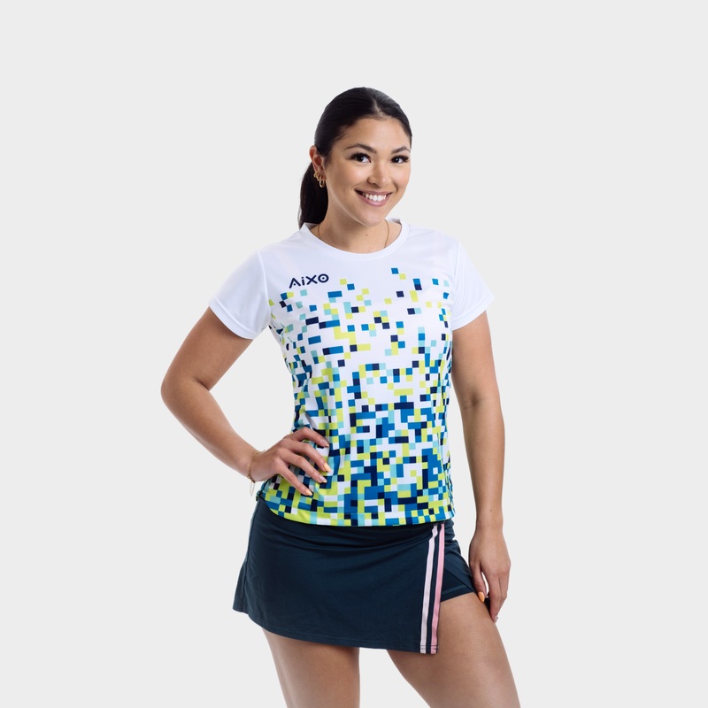 Aixo Pixel T Shirt Women (White) White XS