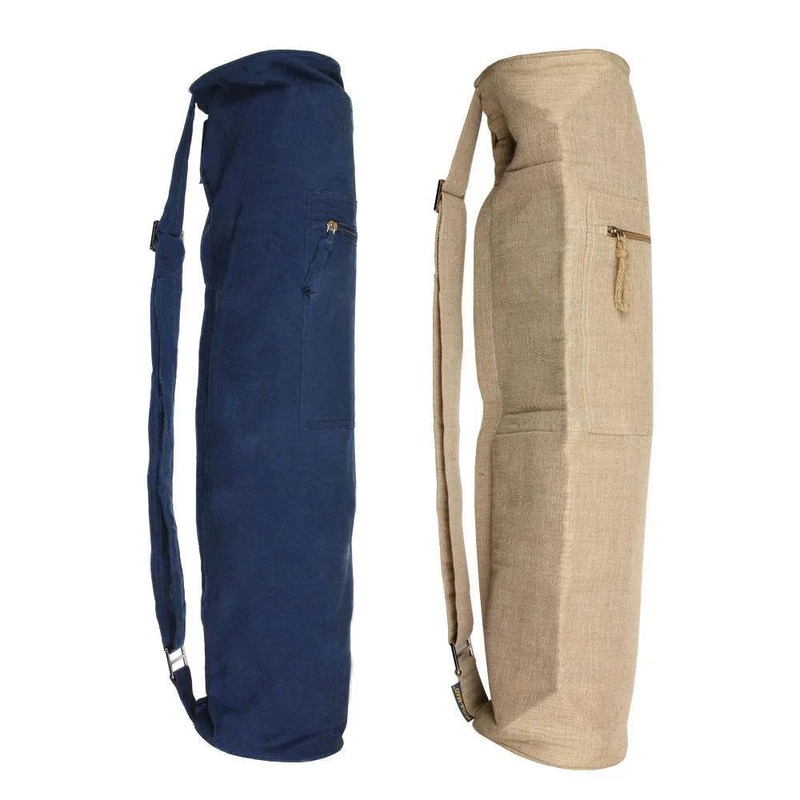 Yoga-Mad Jute & Cotton Yoga Mat Bag – Blue/Beige Natural 183cm x 61cm x 6mm