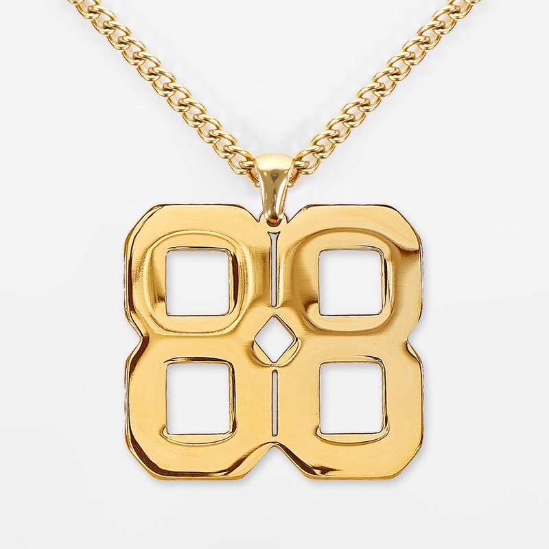 88 Number Pendant with Chain Necklace – Gold Plated Stainless Steel Kids (16″) Gold