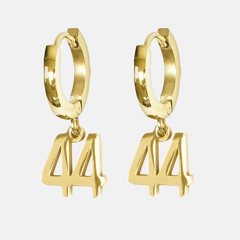 44 Number Earring – Gold Plated Stainless Steel Gold