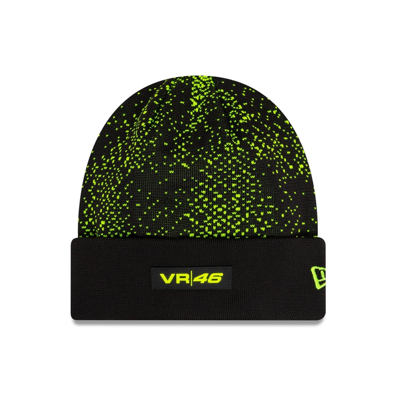 VR46 Halftone Cuff Beanie Adults – Black/Neon Yellow