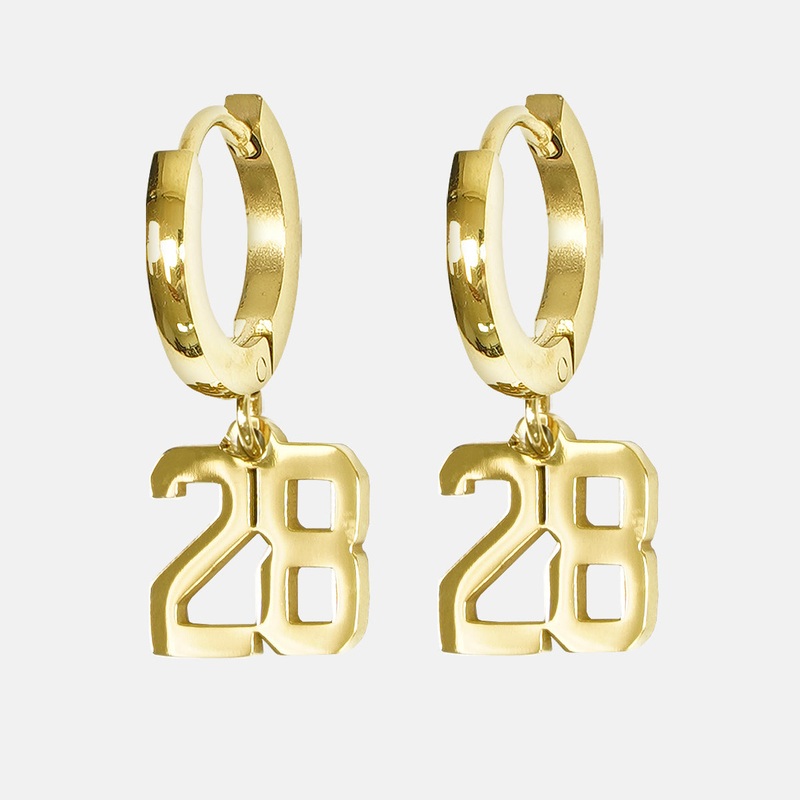 28 Number Earring – Gold Plated Stainless Steel Gold