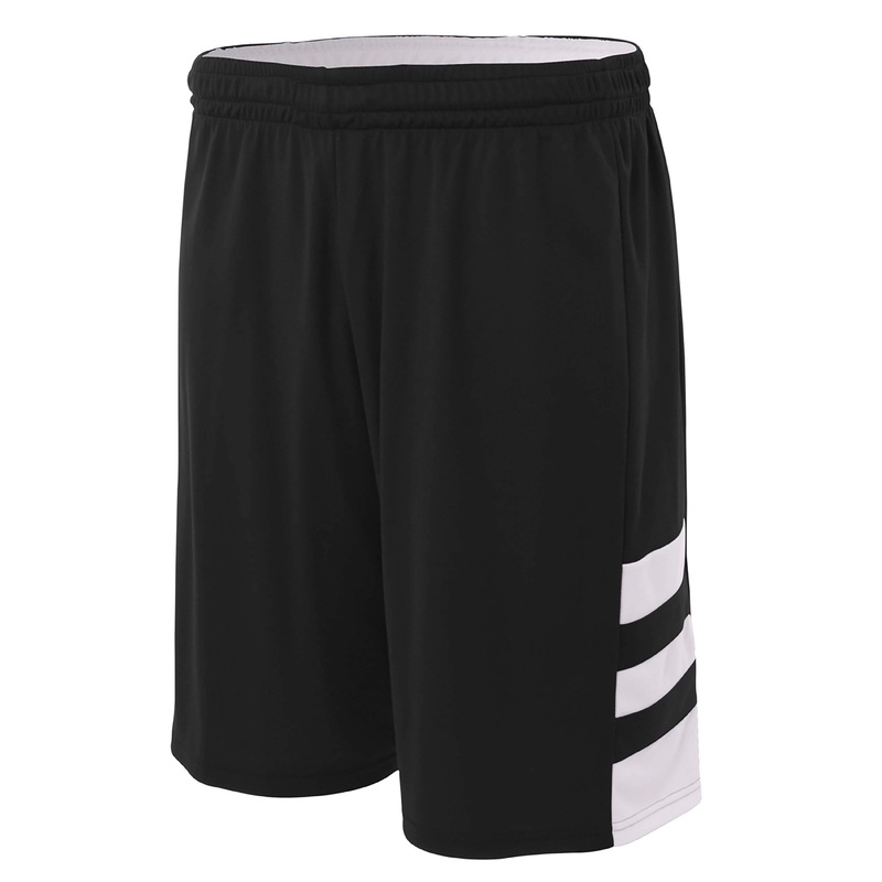 A4 Youth Reversible Speedway 8″ Basketball Shorts BLACK / WHITE S