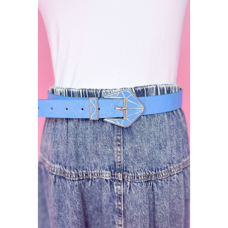 Blue Multi Design Buckle Belt