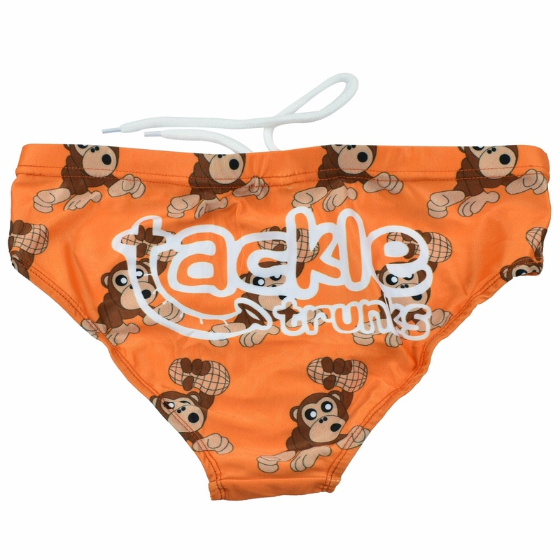 Monkey Nuts Tackle Trunks  Bold Design Swimwear with Drawstring Fit 30 inch