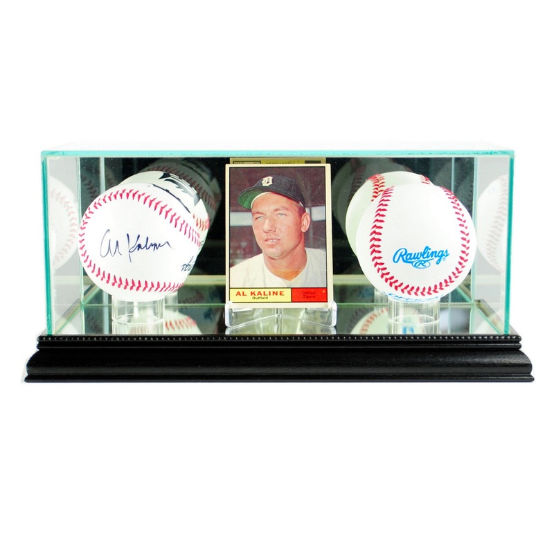 Card and Double Baseball Display Case with Mirrors