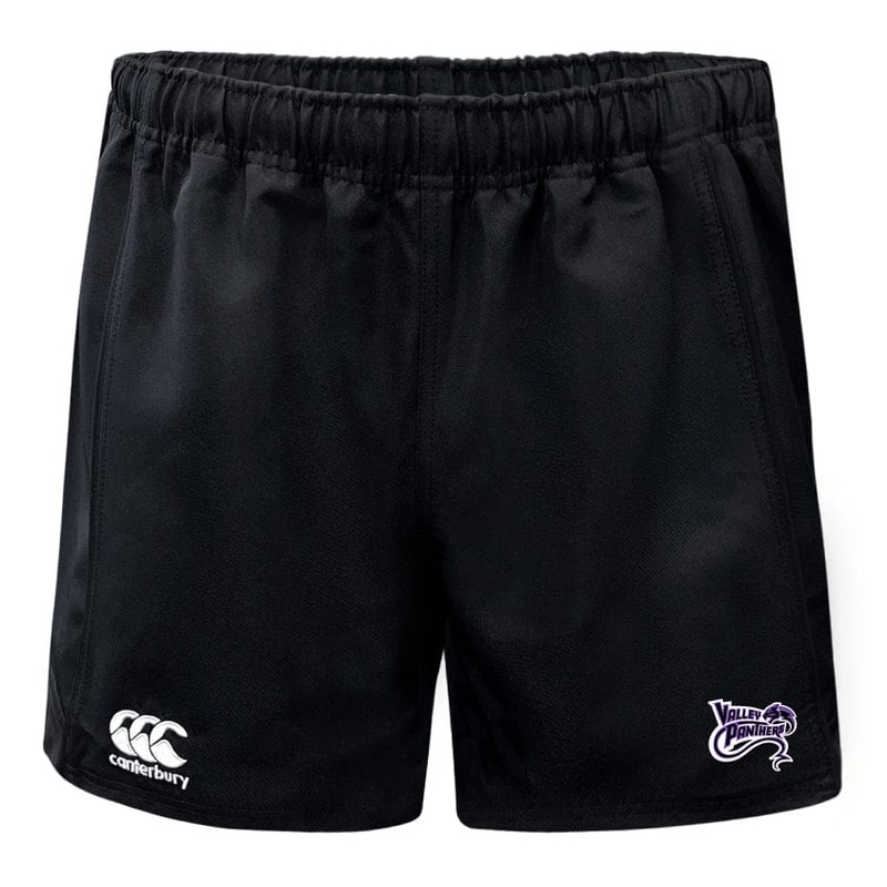 Valley Panthers Rugby Professional Polyester Rugby Short by Canterbury Y6 Black