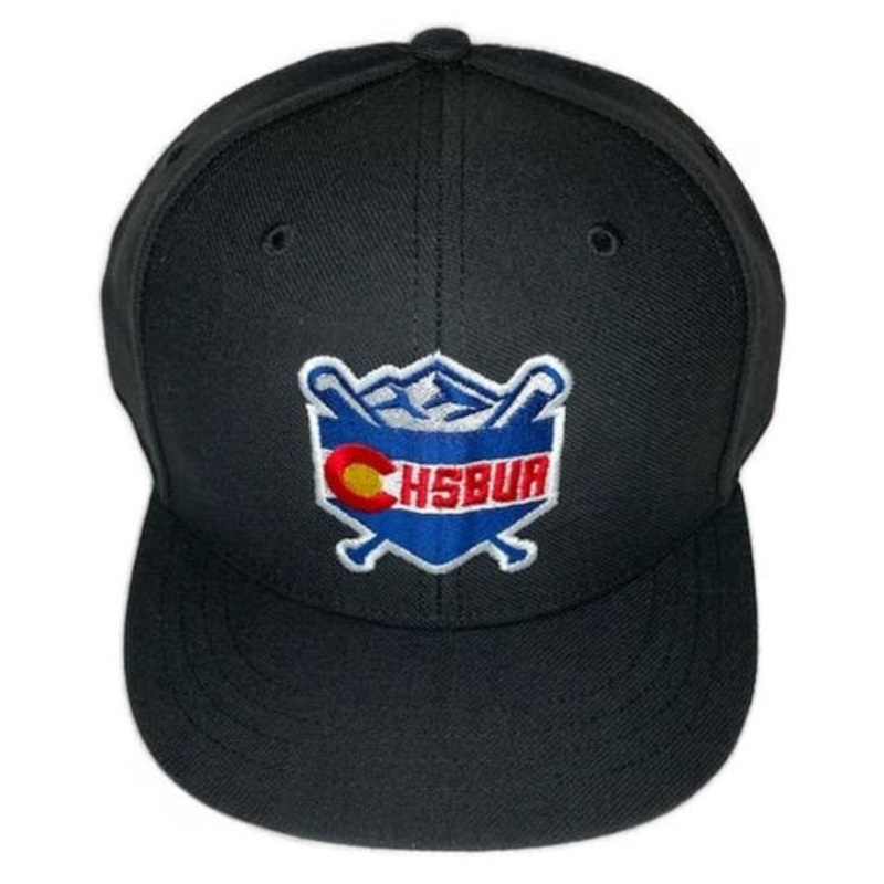 [CHSBUA] Fitted Baseball 6-Stitch Black Hat – Colorado High School Baseball Umpire Association 63/4