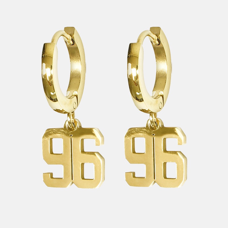 96 Number Earring – Gold Plated Stainless Steel Gold
