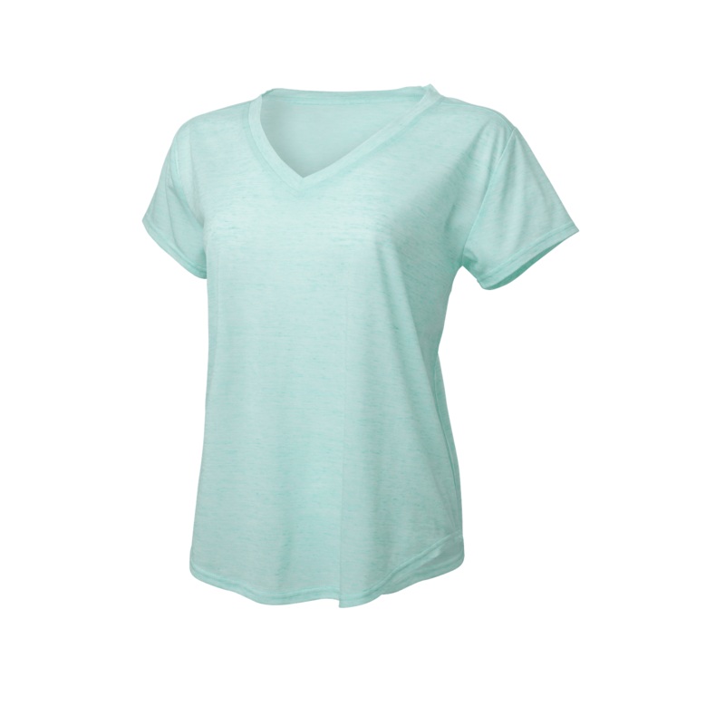 Boxercraft Girls’ Snow Heather Short Sleeve V-tee Mint Snow S