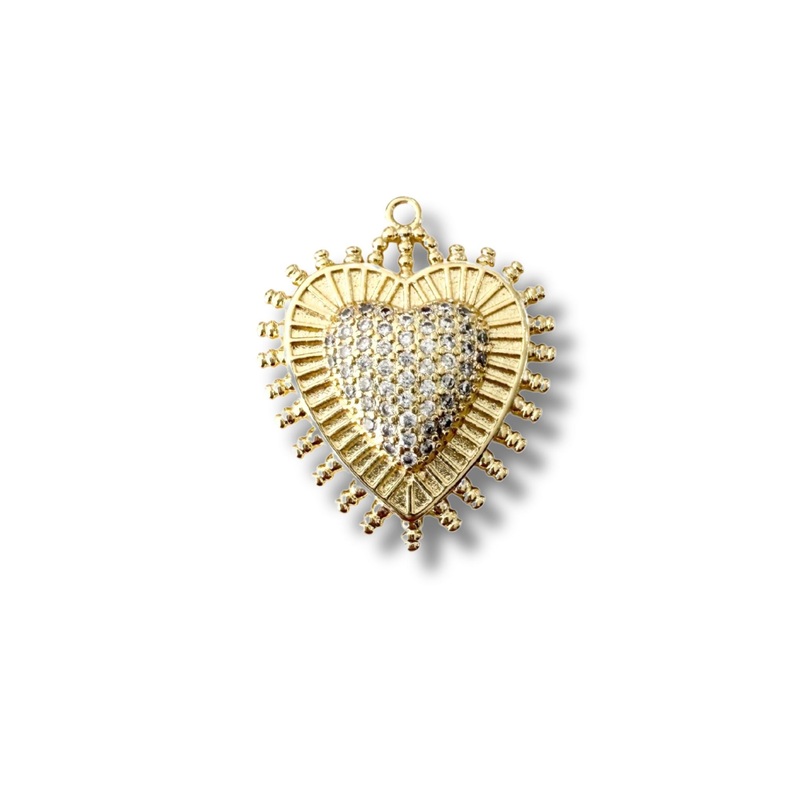 Gold Crystal Heart Charm