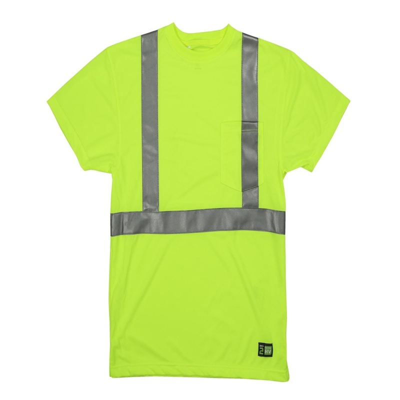 Berne Men’s Tall Hi-Vis Class 2 Performance Short Sleeve T-Shirt – Tall YELLOW LT