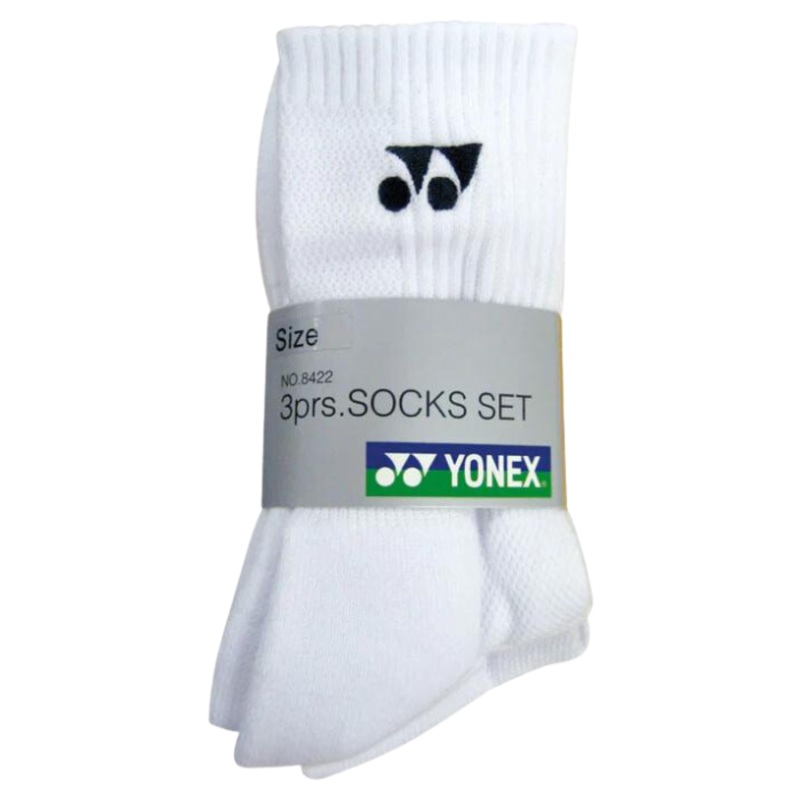 Yonex Sport Crew Socks (W-8422EX) 3 Pairs White White S