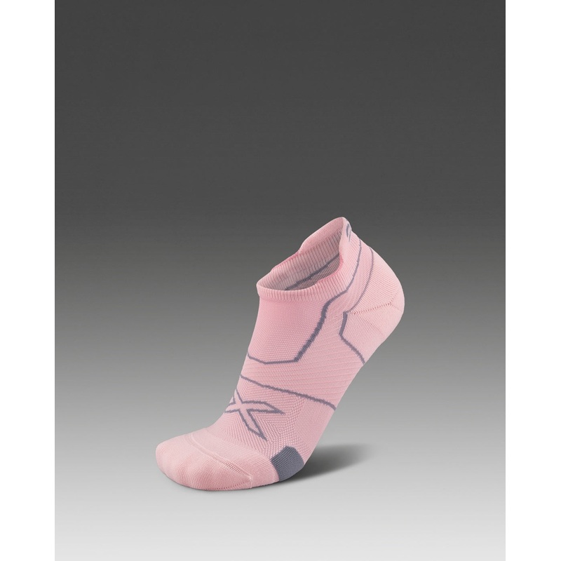 2XU Vectr Cushion No Show Socks – Dusty Pink/Grey Small