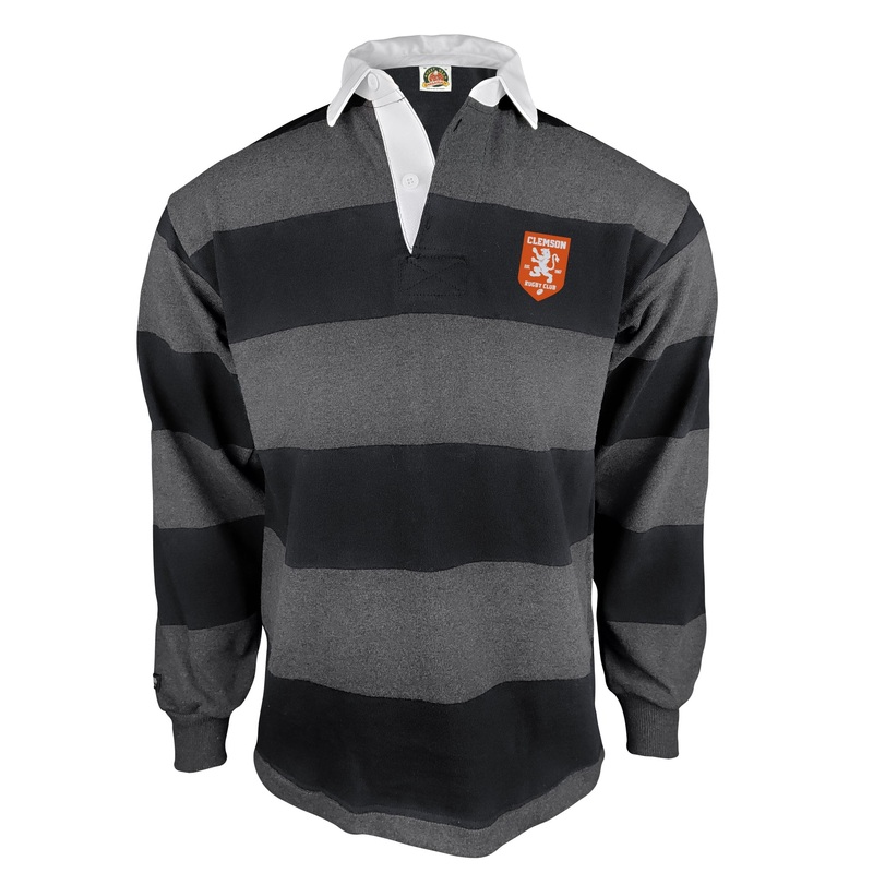 Clemson Rugby Traditional 4 Inch Stripe Rugby Jersey Black/Coal X-Small