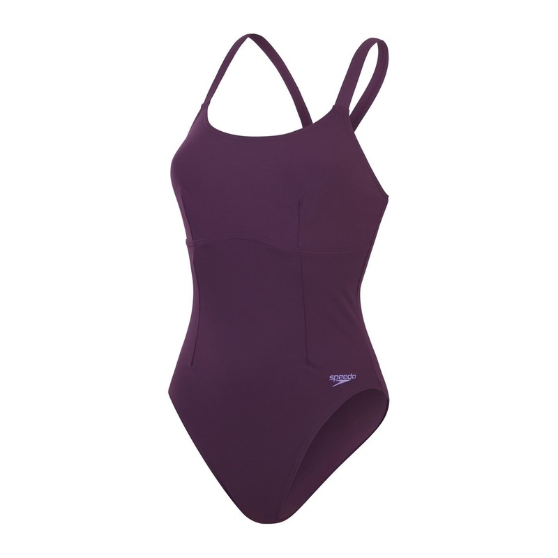 Speedo Womens Shaping Crossbodyack Swimsuit 12 (M) Plum Dandy