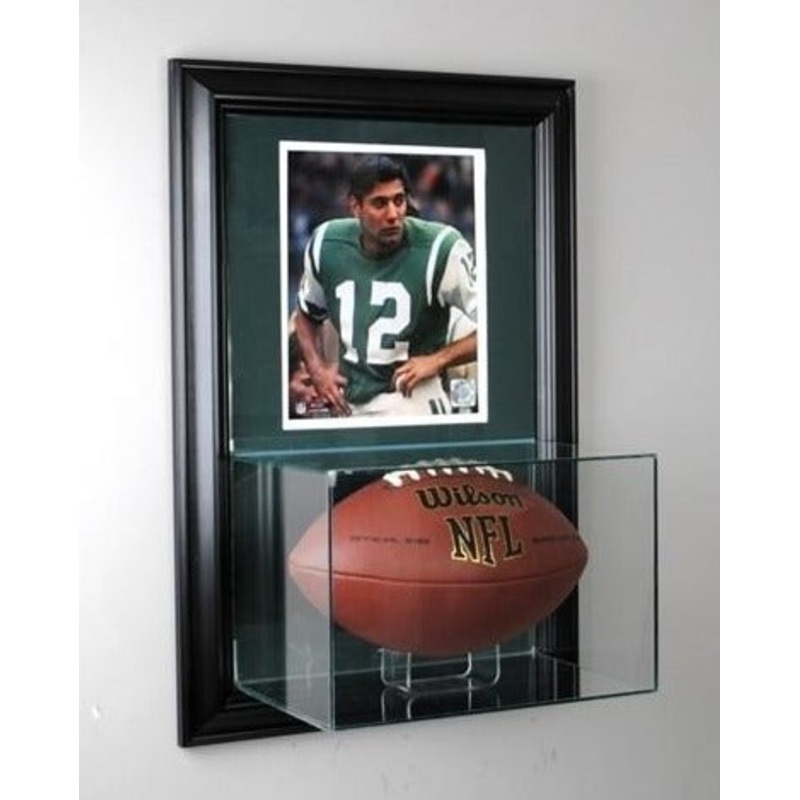Wall Mounted Football Display Case and 8×10 Photo