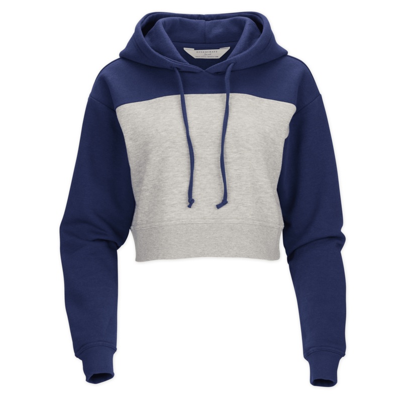 Boxercraft Women’s Fleece Cropped Hood Navy Oxford Heather XXS