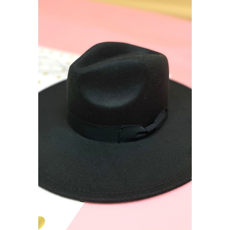 Black Fedora Hat With Ribbon *FINAL SALE*