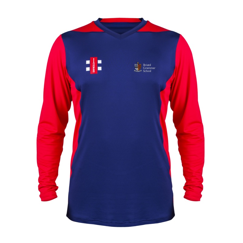 Bristol Grammar School  Senior’s Navy / Red T20 L/S Shirt 2 Extra Small