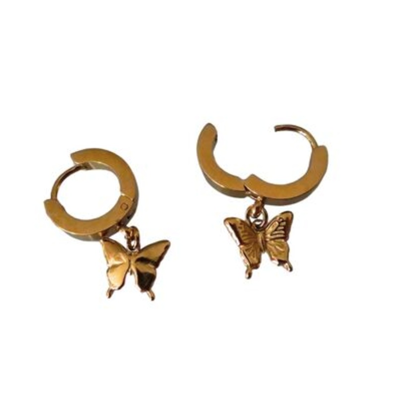 Butterfly Huggie 18K Gold Earrings