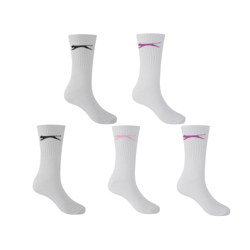 Slazenger 5 Pack Crew Socks Ladies Ladies 4-8 White