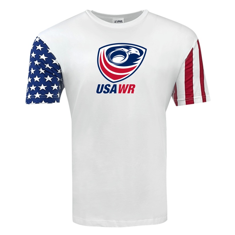USA Wheelchair Rugby Stars and Stripes Logo Tee S White