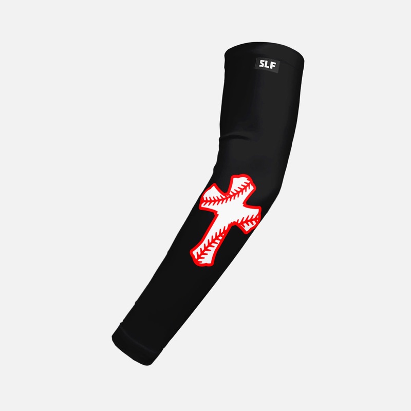 Baseball Cross Kids Arm Sleeve Black Slim