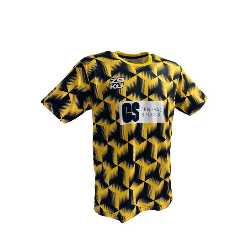 Zoku x ClubRackets – ClubSports Club Sport Cubist Crew Neck T-Shirt Unisex Black/Yellow XS