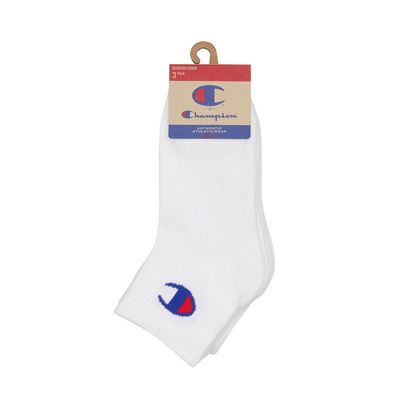 Champion Sports Kids Quarter Socks – 3 Pack White S