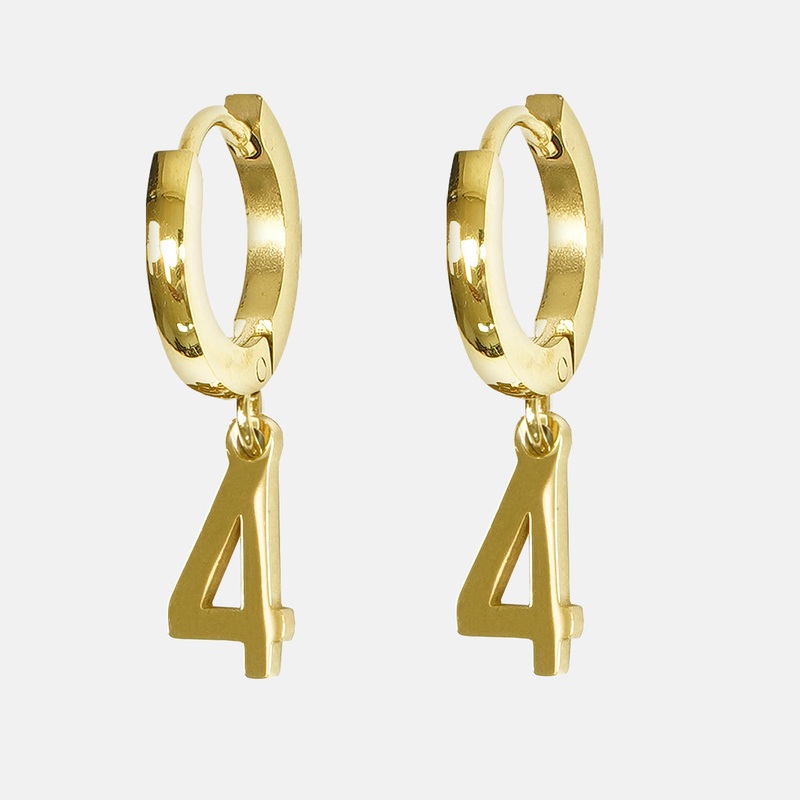 4 Number Earring – Gold Plated Stainless Steel Gold