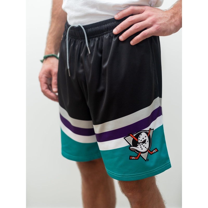 Anaheim Ducks Retro Alternate Mesh Hockey Shorts S Black Polyester