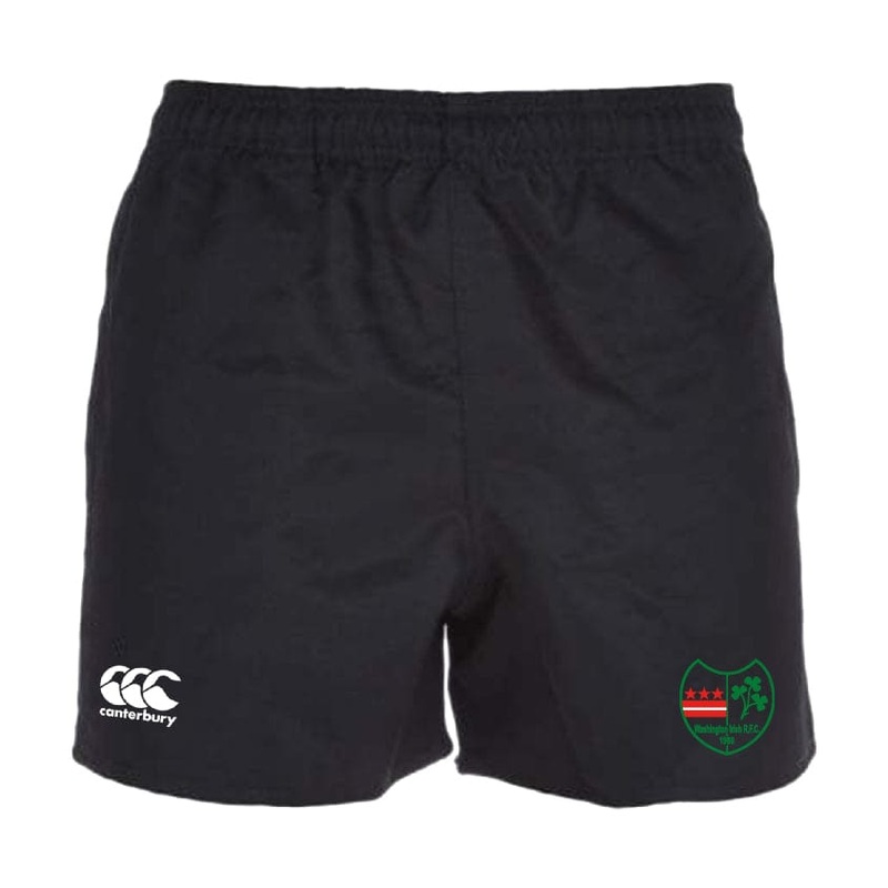 Washington Irish Rugby Professional Polyester Rugby Short by Canterbury Y6 Black