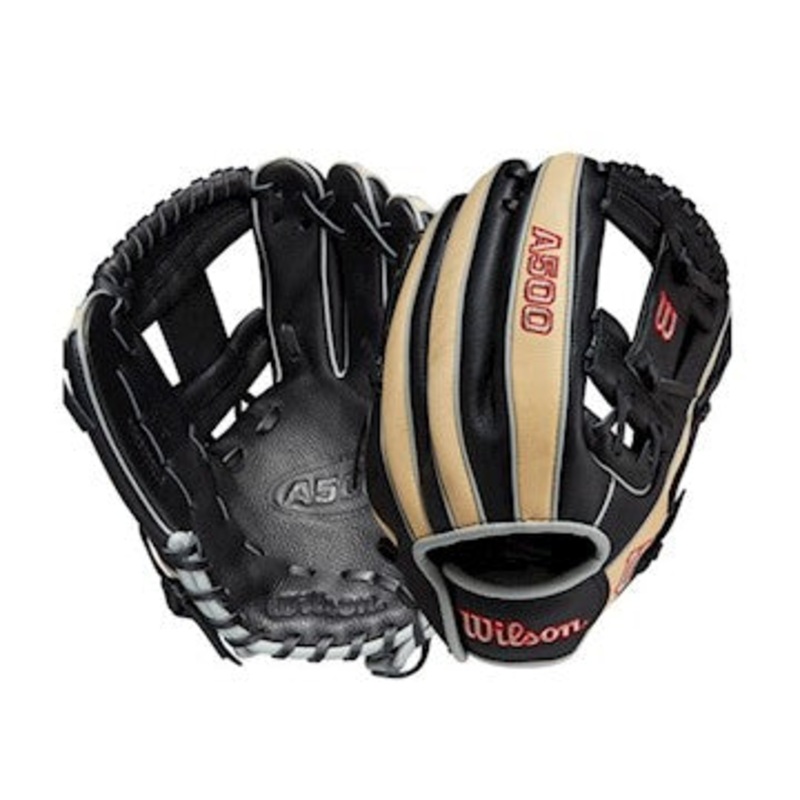Wilson A500 Series Ball Glove 11.5″ Black/Blonde/Red LHT