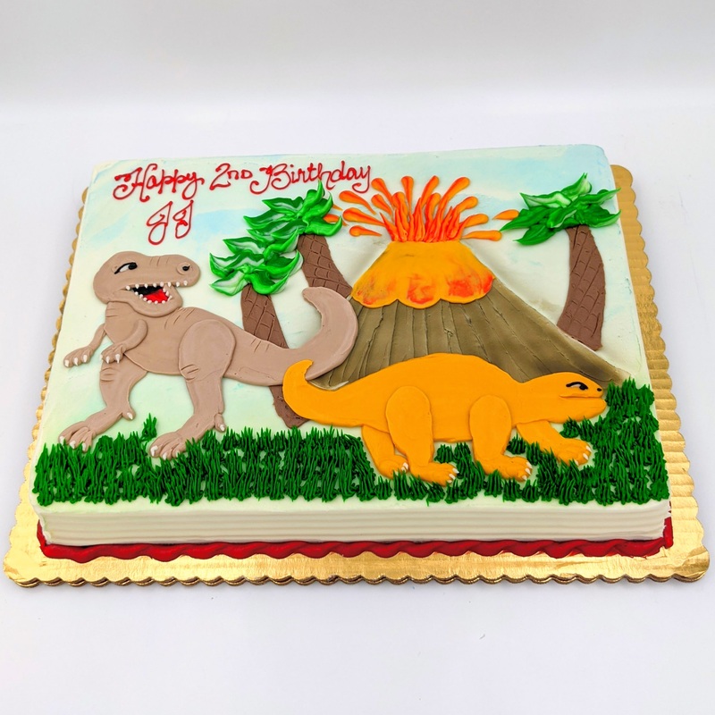 Dinosaurs and Volcano Drawing