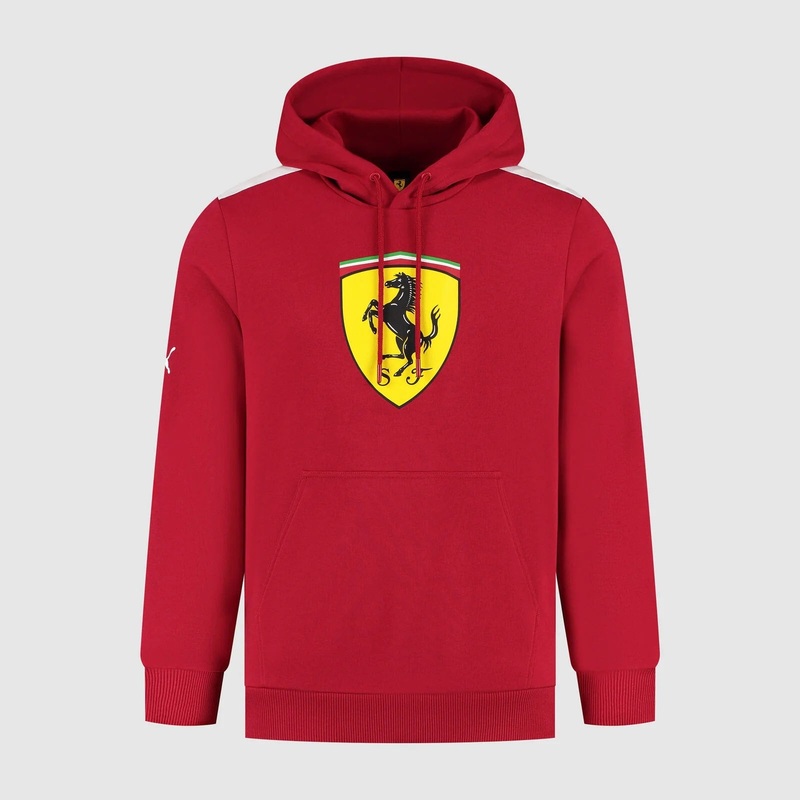 Scuderia Ferrari F1 Large Shield Hoodie Mens – Dark Cherry XS