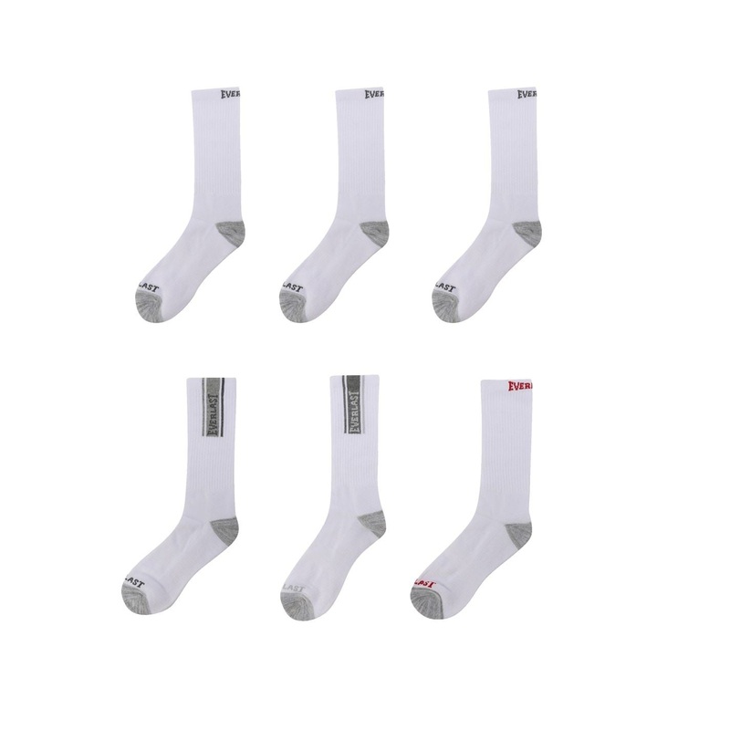 Everlast Mens 6pk Crew Sock Mens 6-12 White