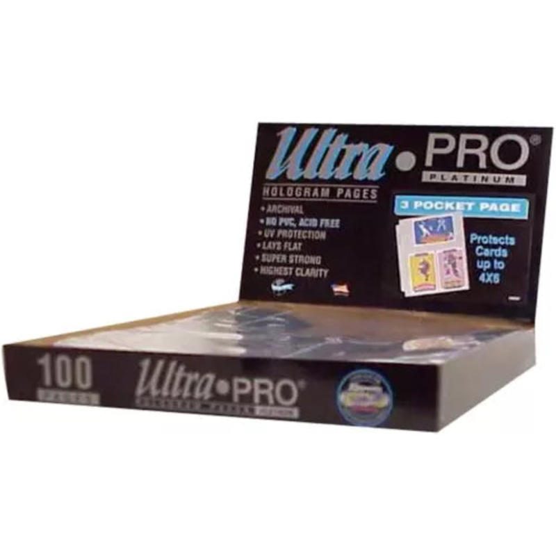 Ultra Pro Platinum Series Hologram 3 Pocket Top Load Clear Card Pages 4 x 6 (100 per box)