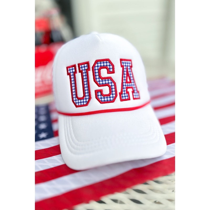 SSYS USA Gingham Patch Trucker Hat
