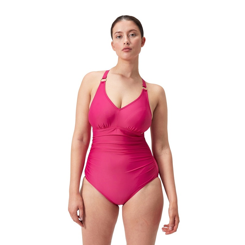 Speedo Womens Shaping V Neck One Piece – Magenta Haze 12