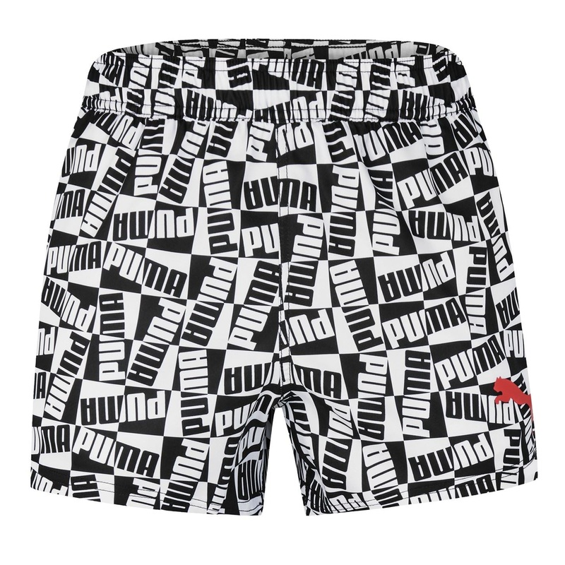 Puma All Over Logo Swim Shorts S Black Combo