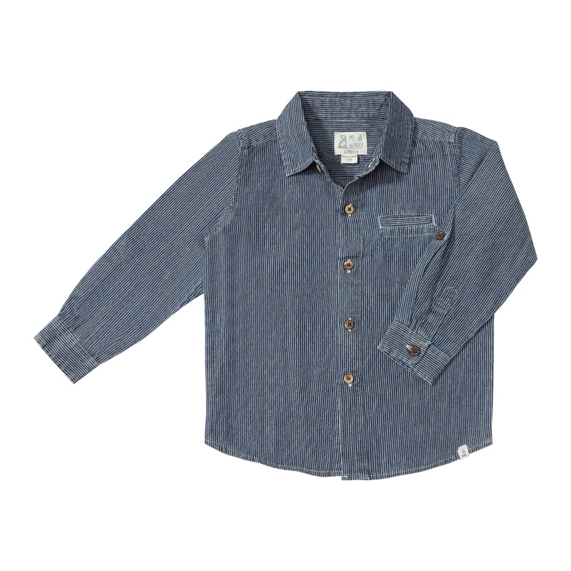 ATWOOD Blue/Thin White Stripe Woven Shirt 12-18m