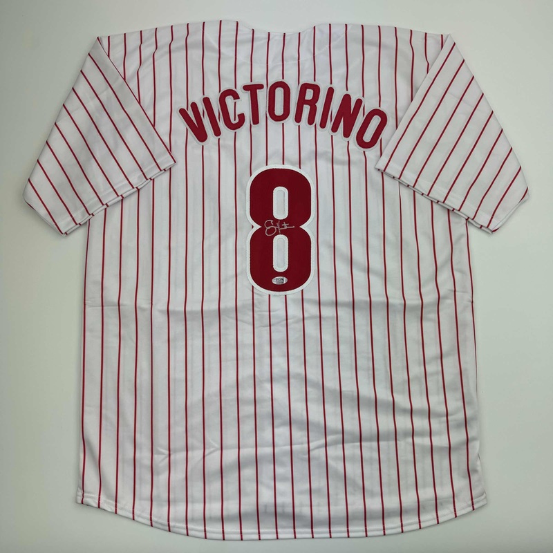Autographed Shane Victorino Philadelphia Pinstripe Baseball Jersey