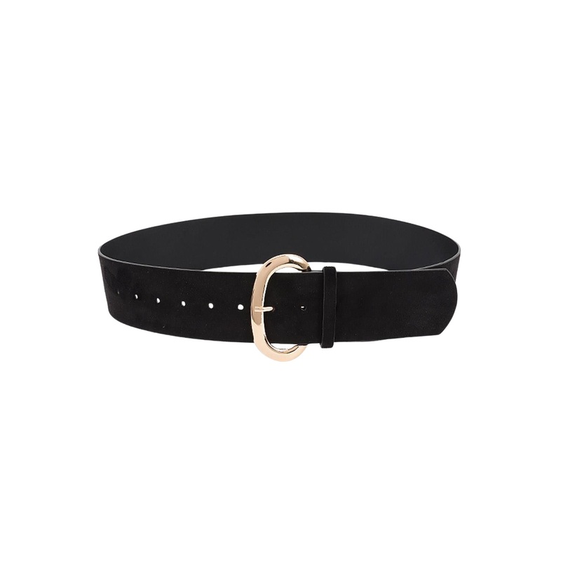 Black Oval Buckle Wide Belt